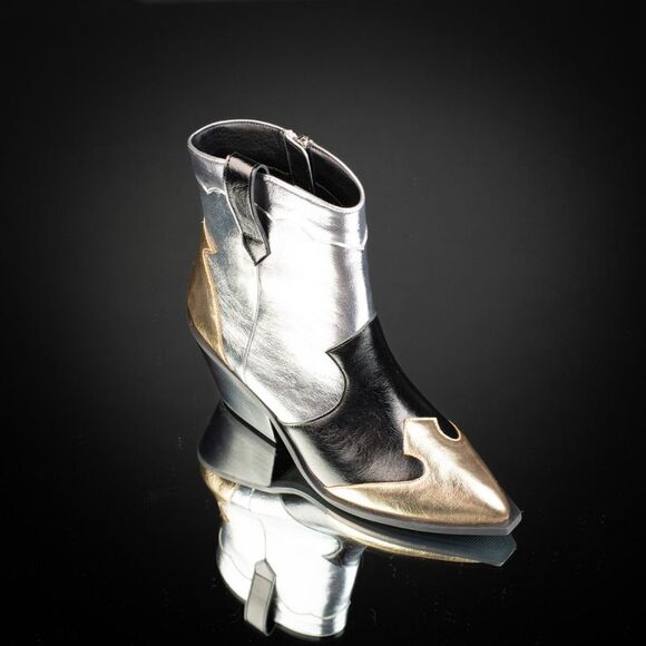 Corkys Footwear Mixed Metallic One Chance Low Cowboy Boot Silver, Gold, Black - Picture 2 of 3